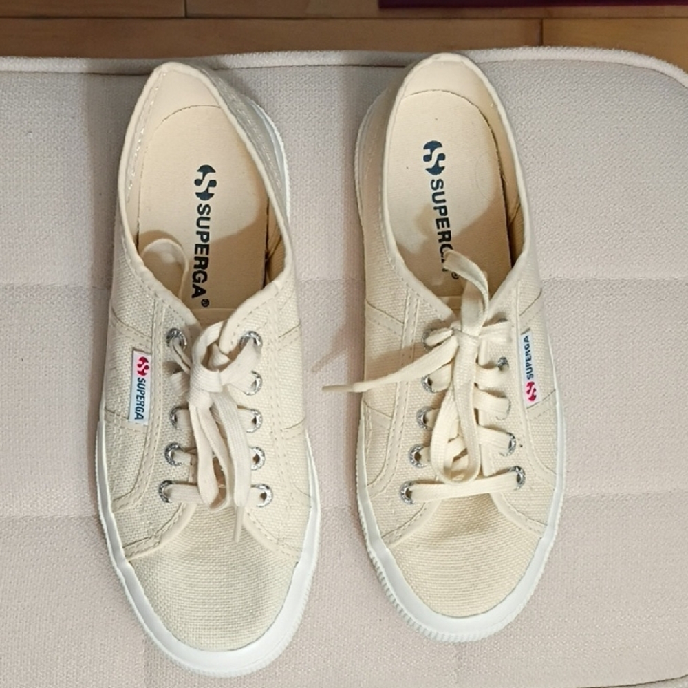 Superga Cream Canvas Sneakers